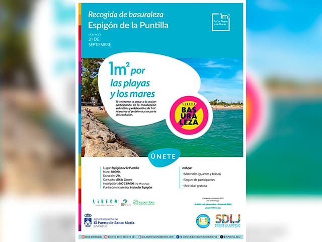 La Concejalía de Juventud colabora en una recogida de basuraleza el domingo 21 en La Puntilla