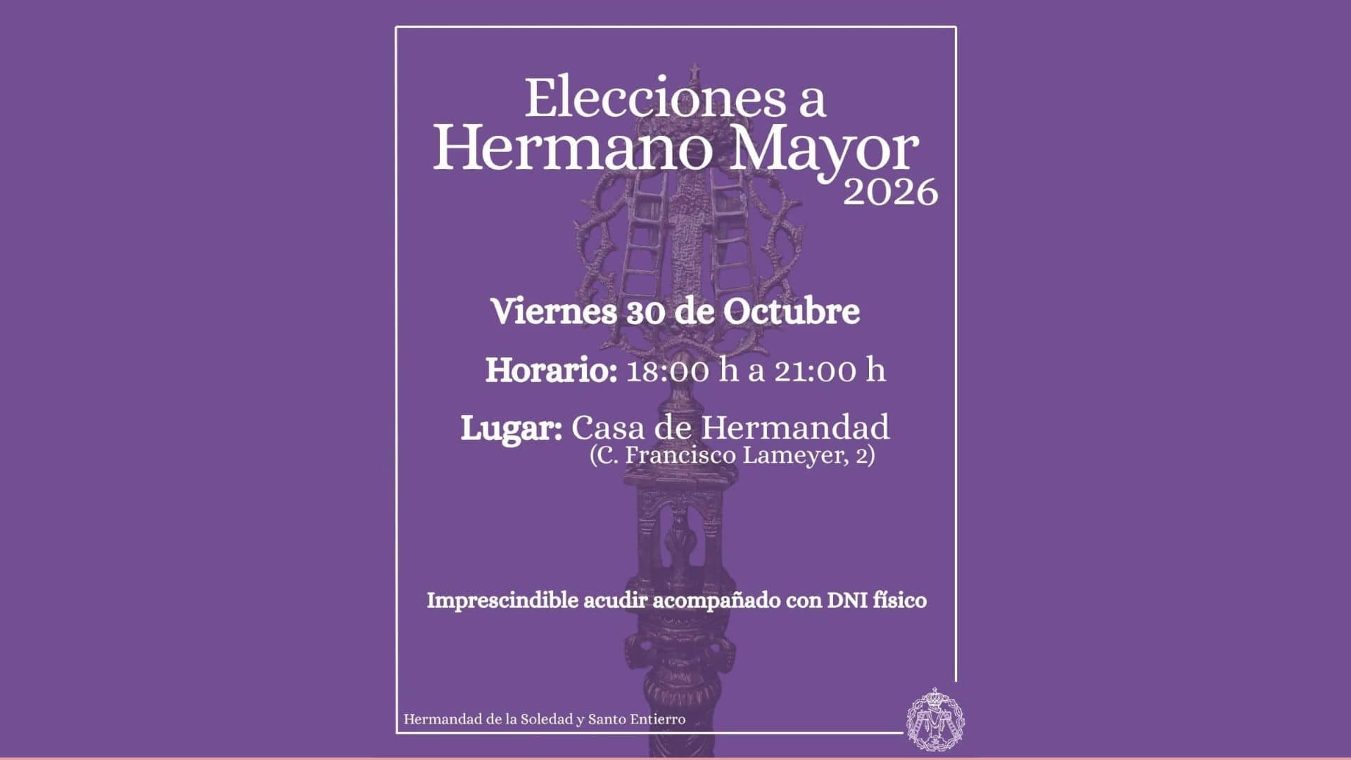 Imagen de la noticia: La Hermandad de la Soledad celebrará elecciones a hermano mayor el próximo 30 de octubre (Semana Santa)