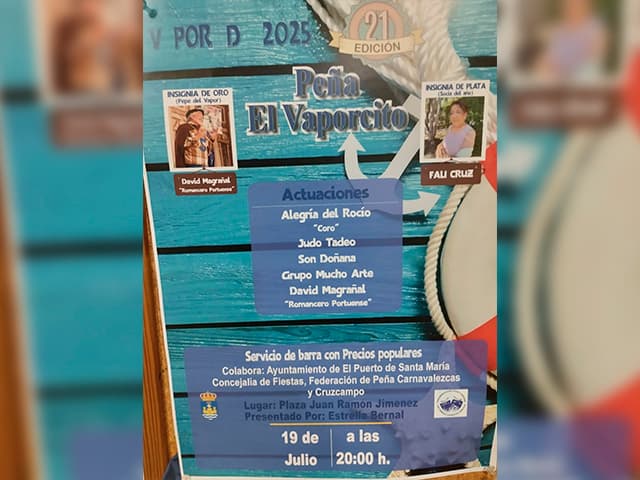 La XXI Vaporada reconocerá a David Magrañal con la Insignia de Oro y a Fali Cruz con la de Plata este sábado en la Plaza Juan Ramón Jiménez