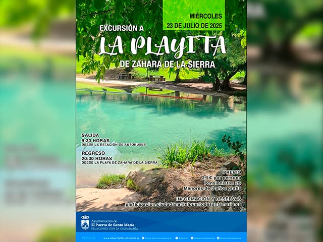 El Ayuntamiento organiza una excursión a La Playita de Zahara de la Sierra el próximo 23 de julio